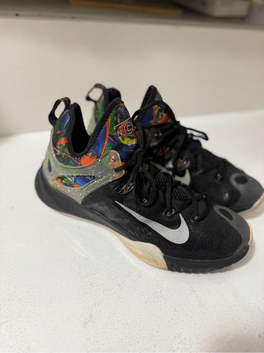 Black Basketball Shoes with Multicolor Accent